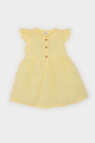 DeFacto Kız Bebek Basic Düz Kısa Kollu Flamlı Poplin Yazlık Elbise Z7402A225SMYL118