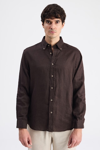 D'S Damat Ds Damat Comfort Kahverengi Düz Keten Gömlek 6hc02ap01304m Çok Renkli 2XL