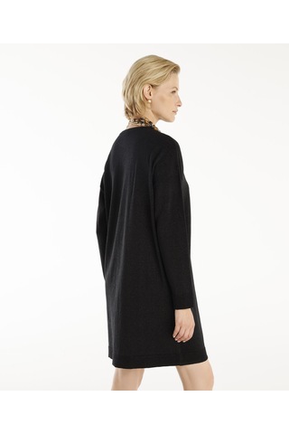 Yargıcı Bisiklet Yaka Diz Üstü Triko Elbise Siyah