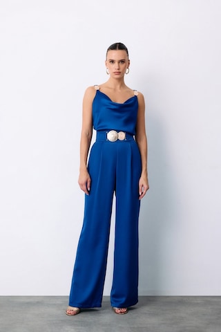 Sateen Salaş Krep Saten Pantolon - Sax Mavi-135470 Sax Mavi Saks Mavi