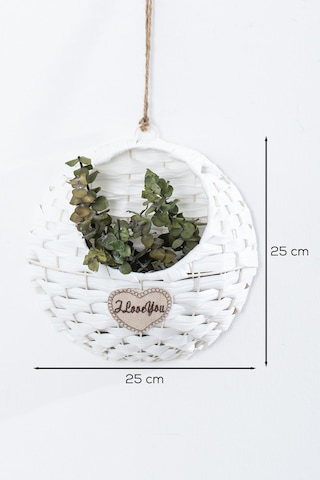 Porsima 2065 Beyaz Dekoratif Çok Amaçlı Saksılık Hasır Modelli Saksı Çiçeklik