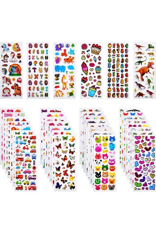 Çocuklar İçin Çıkartmalar, Kamyonlar, Tek Boynuzlu Atlar, Hayvanlar, Balıklar, Dinozorlar, Sayılar, Meyveler Ve Daha Fazlasını İçeren Scrapbooking İçin Yumuşak Çıkartmalar 36 Parça Çok Renkli