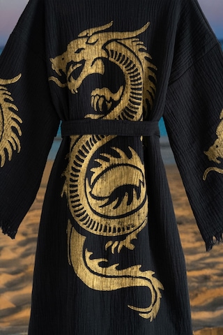 Varol Organik %100 Pamuk Kimono Yaka Sabalık Bornoz Plaj Elbisesi - Viserion - Sarı - L/xl Sarı/l/xl Siyah - Sarı