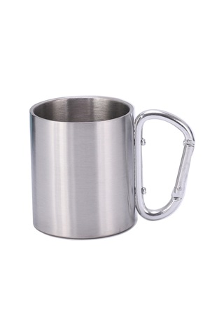 220Ml Paslanmaz Çelik Kamp Kupa Yürüyüş Kahve Fincanı Karabina Ile Içecek Kupası Fda Sertifikası Yok - Gümüş