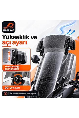 Motenar Füme Ön Cam Deflektörü 28 Cm Asansörlü Ayarlanabilir 1 Adet