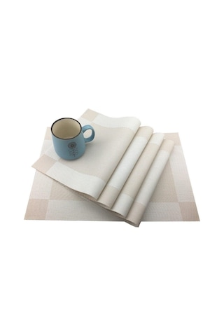 Bej Mavi 6 Adet/grup Placemat Yemek Sofra Takımı Bej Pvc Masa Mat Placemats Pedleri Kase Coaster Mutfak Aksesuarları Bej