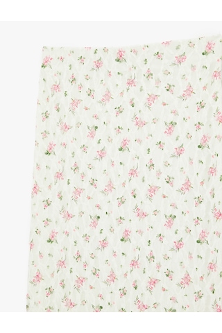 Koton A Kesim Slim Fit Çiçekli Midi Dantel Etek Beyaz Desenli 6sak10027uk Beyaz Desenli