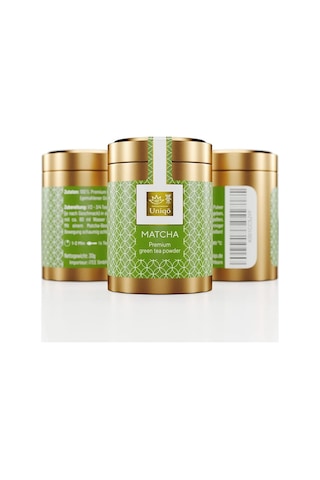 Uniqo Premium Japon Matcha Tozu 30 Gr Şeker İlavesiz Vegan, Metal Kutuda Bitki Çayı