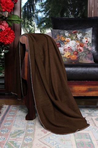 Yeşilhome Çift Kişilik Pamuk Battaniye, Çift Taraflı Battaniye Kahve-krem Kahverengi - Krem