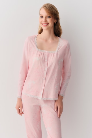 SUWEN Sakura Gömlek Yaka Pijama Takımı Pembe