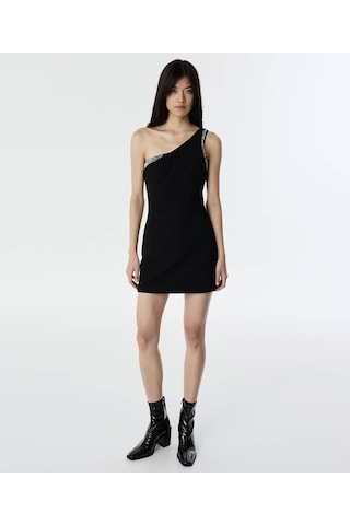 Twist Çift Parça Görünüm İşlemeli Siyah Kadın Elbise Tw6250002130 Siyah