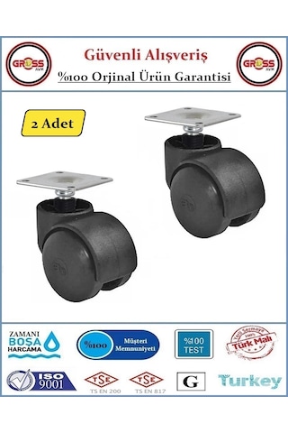 Tablalı Mobilya Tekerleği - Dönerli Tablalı Tekerlek - 2 Adet