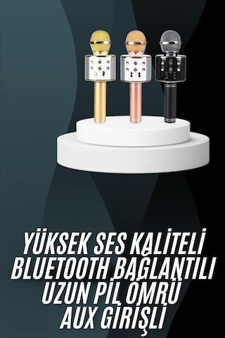 Hepsi Karaoke Mikrofon Bluetooth Bağlantılı Aux Girişli Uzun Pil Ömrü Yüksek Ses Kaliteli Najmaddin