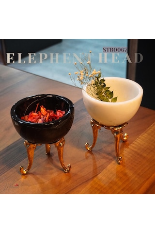 Şık Altın Standlı Lüks Mermer Kase Zarif Ev Dekoru - Mükemel