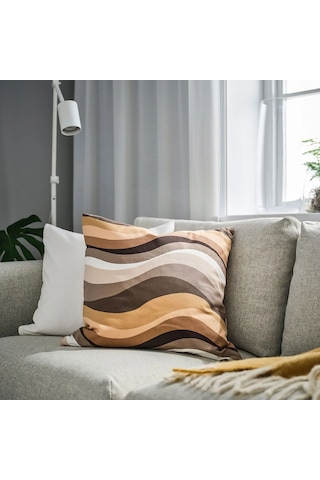 Ikea Myggblomster Yastık Kılıfı 50 X 50 Cm Kahverengi - Bej - Beyaz Çok Renkli