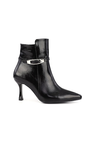 Gönderi R Siyah Fermuarlı İnce Topuklu Bot Siyah