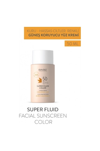 Babe Facial Sunscreen Super Fluid Color SPF50 50ml - Hyaluronik Asit İçeren Renkli Yüz Güneş Kremi