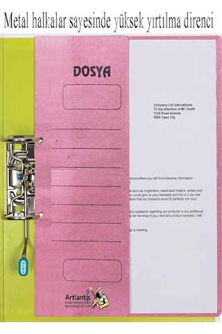 Yarım Kapak Telli Dosya Pembe Karton 50 Adet Karton Yarım Kapaklı Kapsüllü Dosya A4 Boy 24x32 Cm Klasör İçin Büro Ofis