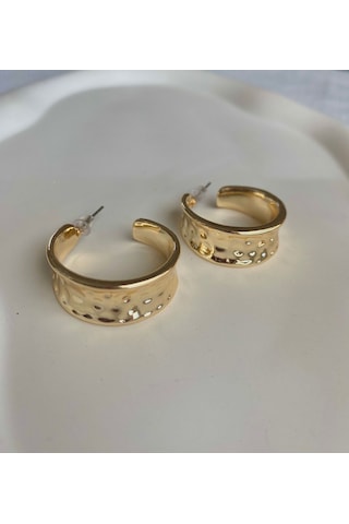 Kadın Küpe Kayık Biçim Taşlanmış Küpe 001