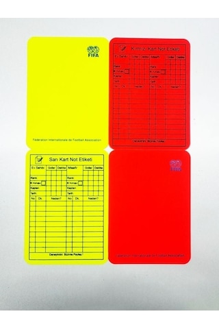 Fifa Baskılı Kalın Sarı Kırmızı Kart Çizelgeli Kurşun Kalem İle Yazılır, Silinir Kırmızı - Sarı