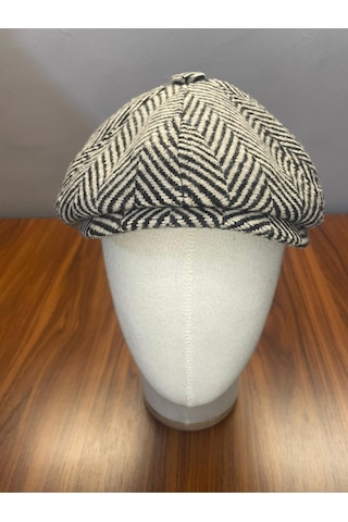 Hamze Peaky Blinders Vintage Model Balıksırtı Kışlık Kasket Şapka Bej