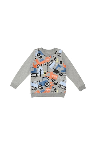 Denokids Sevimli Arabalar Gri Erkek Çocuk Sweatshirt Gri