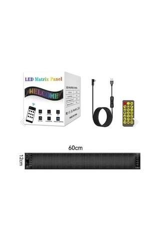 Ahmet Otomotiv Led Matrıx Panel Cama Yapışan Telefon Kontollü Uzaktan Kumandalı Kayan Yazı 12cm X 60cm