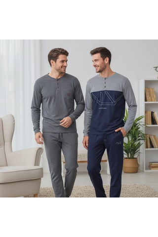 Bonbon Erkek Pamuklu Bohçalık Ve Çeyizlik 2 Adet 2'li Pijama Takımı Bb2478 Çok Renkli