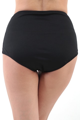 Kadın Büyük Beden Yüksek Bel Likralı Kumaş Toparlayıcı Bikini Altı Siyah