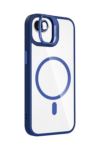 Adige Apple Uyumlu iPhone 16e Kılıf Etro Standlı + Kamera Lens Koruyucu Lacivert
