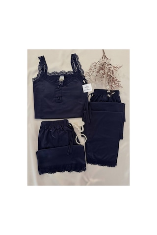 Mh Moony Homewears Lacivert Olağanüstü 3'lü Yumuşacık Pijama Takımı Lacivert