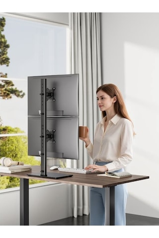 Dıgıtus 17 -34 Dikey İkili Monitör Standı 12kg X 2 Taşıma Kapasitesi Vesa 75x75 / 100x100