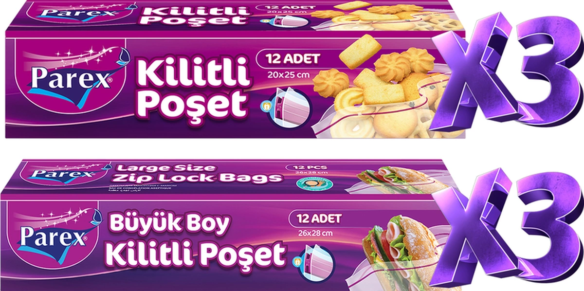 Kilitli Buzdolabı Poşet 3 Büyük 3 Küçük Paket