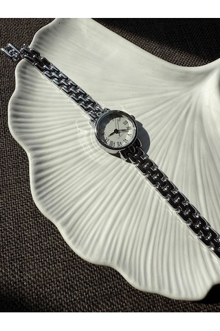 Retro Minimal Metal Kordon Vintage Kadın Kol Saati İçi Kırmızı Sarı