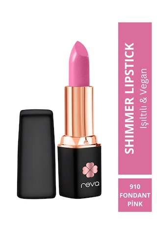 Shimmer Lipstick Fondant Pink - Işıltı Ruj - 4 Gr - No: 910 - Vegan & Temiz İçerik Pembe
