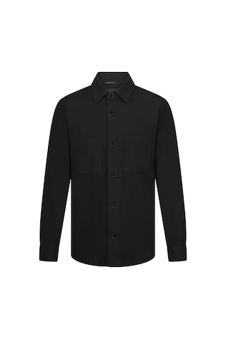 Hatemoğlu Siyah Comfort Fit Bebe Yaka Shacket Uzun Kollu Gömlek Siyah