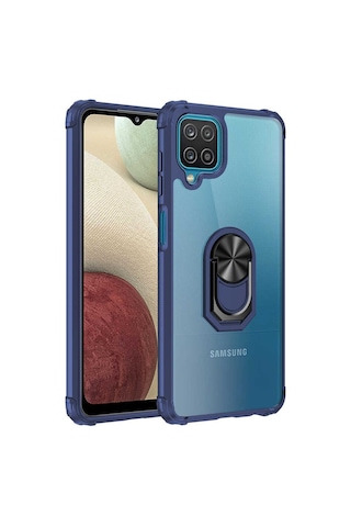 Samsung Uyumlu Galaxy A12 Kilif Standli Yüzüklü Mola Silikon Kapak 482087841