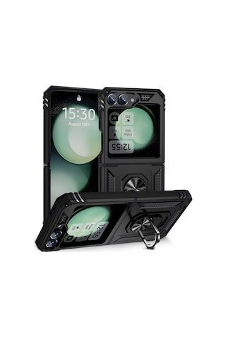 Goocamp Galaxy Uyumlu Z Flip 6 Kılıf Vega Kapak - Siyah Siyah
