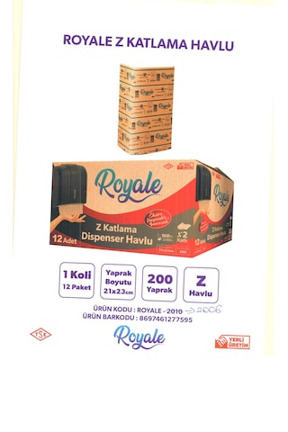 Royale Z Katlama Havlu 200 Adet 12 Paket