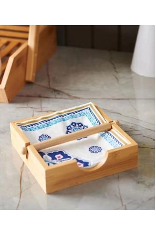 Mien-735 Bambu Kare Peçetelik Ahşap
