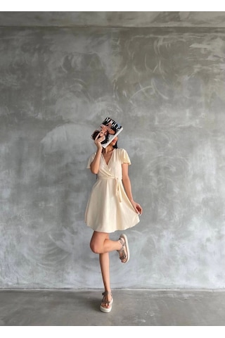 Bürümcük Mini Boy Elbise Bej