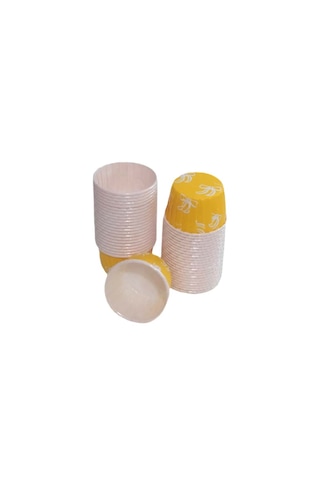100 Adet Fiyonklu Sarı Büyük Boy Pet Kapsül Cupcake Muffin Kek Vb. Kalıbı (Ebat: 6,7 Cm X 4 Cm X 5 Cm)