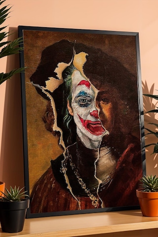 Joker Self Portrait Çerçeveli Tablo Sinemaseverlere Hediyelik Duvar Dekoru Modifiye Sanat