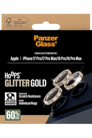 Panzerglass Hoops Apple Uyumlu iPhone 17 Pro Max 16 Glitter Gold Kamera Lens Koruyucu