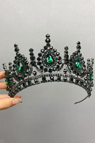 FdayAksesuar Gelin Saç Aksesuarı Ahu Model Zümrüt Yeşili Gelin Tacı FRDY31672