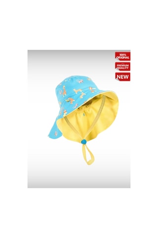 Decathlon Bebek Uv Korumalı Şapka Sarı Mavi Savan Baskılı Turkuaz