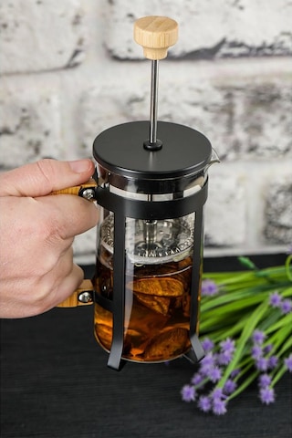Lüx Cam 350 Ml French Press Siyah Açık Mavi