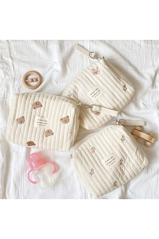 Reedark Bebek Bezi Çantası - Arabaya Takılabilir Depolama Çantası, Kancalı, Pamuk Malzeme, 25 17 10cm, Tek Kanca Mami Çantası Beyaz