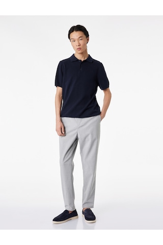Koton Regular Fit Pamuklu Polo Yaka Kısa Kollu Triko Tişört Lacivert 6sam70039ht