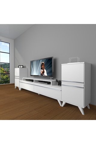 Decoraktiv Ekoflex On2 Mdf Retro Tv Ünitesi Tv Sehpası Beyaz